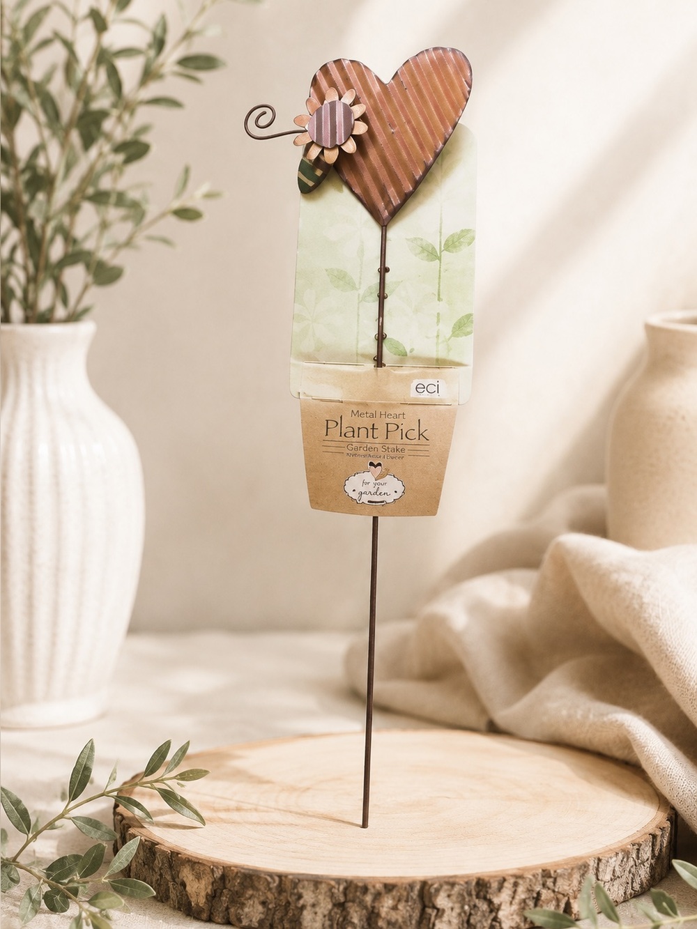 Metal Heart Plant Pick Garden Stake Flower Accent Whimsical Decor‎